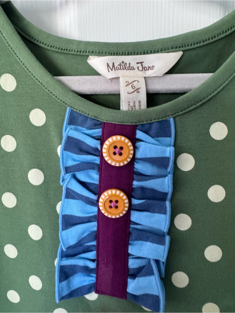 Matilda Jane Green Polka Dot & Floral Tiered Dress with Purple Accents - Picture 2 of 4